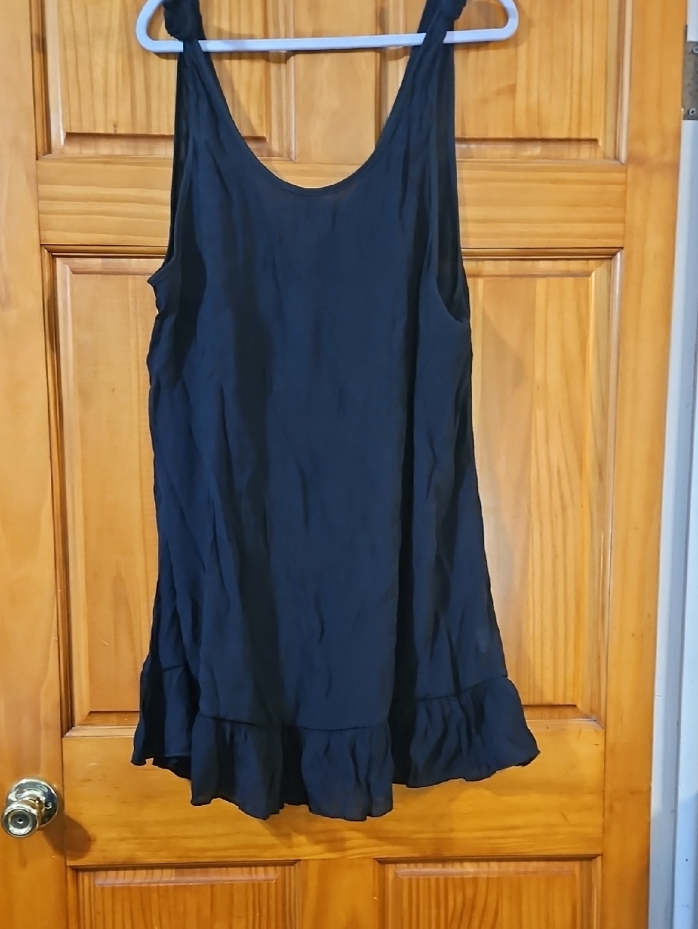 Plus Size Tie Shoulder Ruffle Hem Swim Cover Up
